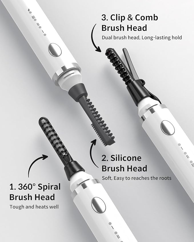 COPPA Electric Lash Curler, LP-1 Lipstick Type 3-in-1 Heated Eyelash Curler with 3 Brush Heads 3 Curling Modes and 3 Temp & 5s Quick Heat-up, Perfect for Beginners and Makeup Pros, White