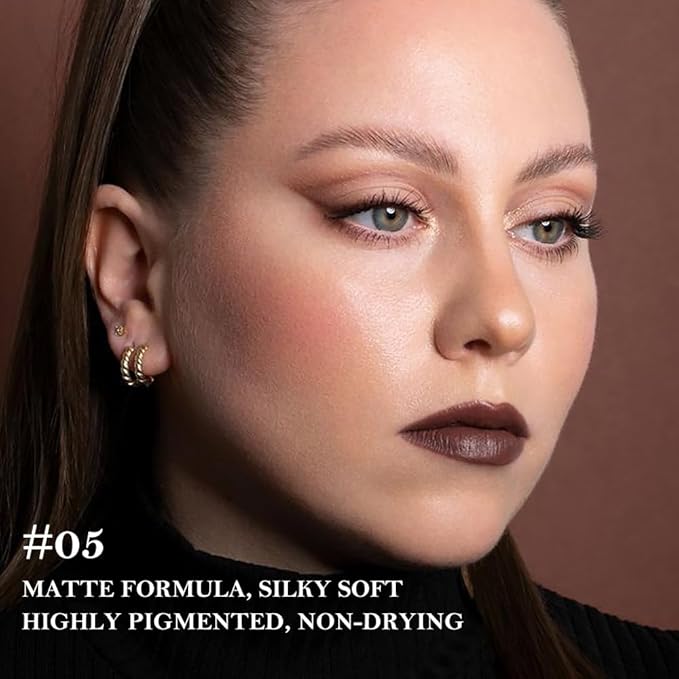 Maroon Gradient Matte Lipstick Crayon Lip Liner pencil, Flawless Contour Gradual Ombre Effect lip Pencil, for Women Long Lasting Waterproof Smudge Proof Lipstick Pencil 05#