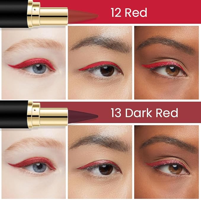 evpct 2Pcs Red Dark Red Gel Eye Liner Pencils Eye Black Face Paint Stick Halloween Makeup Set Waterproof Smudge Proof Liquid Eyeliner Pen Crayon Smokey Eye Liners delineador de ojos contra el agua