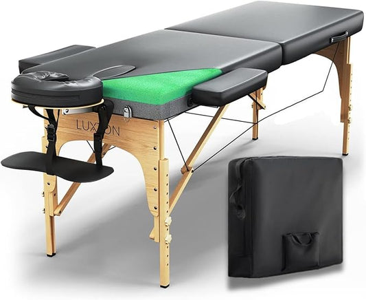 Luxton Home Premium Foam Massage Table Portable Foldable Massage Bed Height Adjustable, 72 Inches Long 27 Inches Wide Home Salon Spa Bed Tattoo Table with Accessories & Carrying Case, Easy Set Up
