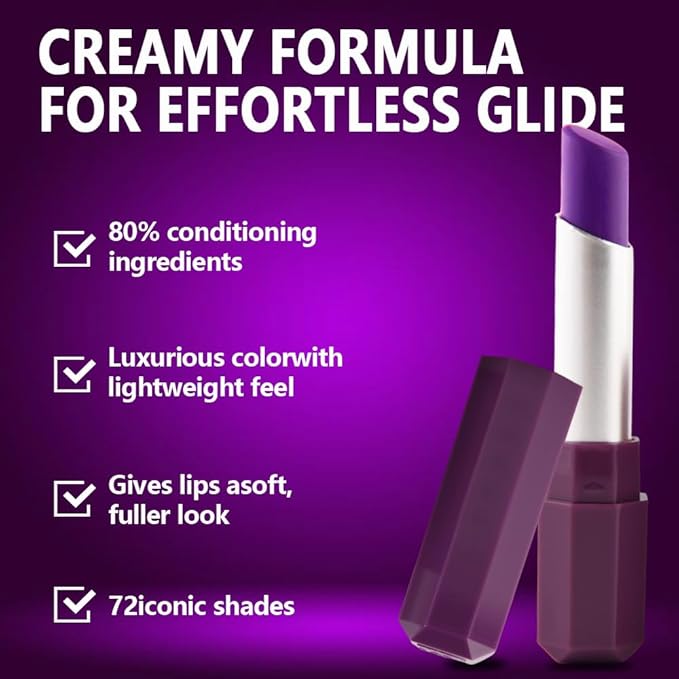 Violet Purple Matte Lipstick for Women - Pigmented Lip Crayon & Face Paint Stick Makeup for Everyday Halloween Birthday Party Wear, Younger-Looking Lip Makeup, Lápiz labial morado para mujer 12