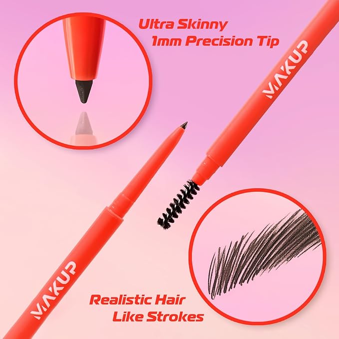 Makup Beauty Skinny Brow - Ultra Thin Eyebrow Pencil, Waterproof, Precise Micro Brow Pencil creates Hair-like Strokes for Full, Natural Brows Medium Dark Brown (Brunette)