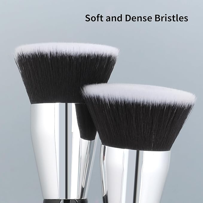 MSQ Foundation Brush for Liquid Makeup, Flat Top Kabuki Foundation Brush Premium Makeup Brushes for Liquid, Cream Blending Powder Brush, Black
