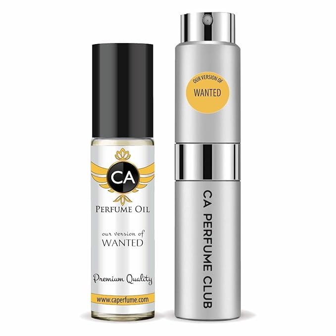 CA Perfume Duo Impression of Wanted For Men Perfume Layering Set Mens Cologne Long Lasting Travel Size EDP + Body Oil Roll-On Bottle 0.27 Fl Oz+0.33 Fl Oz