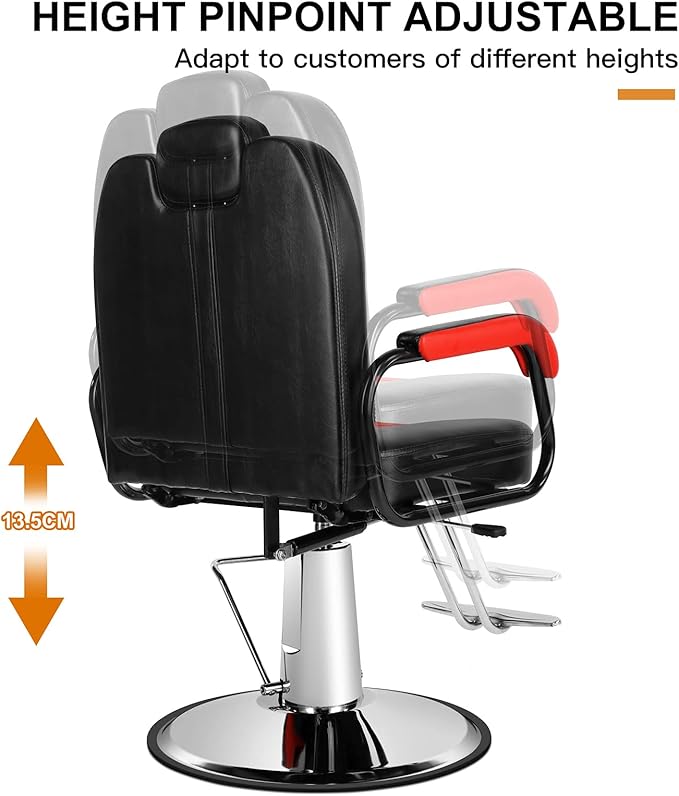 Artist hand Salon Chair for Hair Stylist Reclining Barber Chair Heavy Duty Hydraulic Hairdresser Chair Spa Furniture Shampoo Extra Wider Seat Beauty Hair Salon Equipment