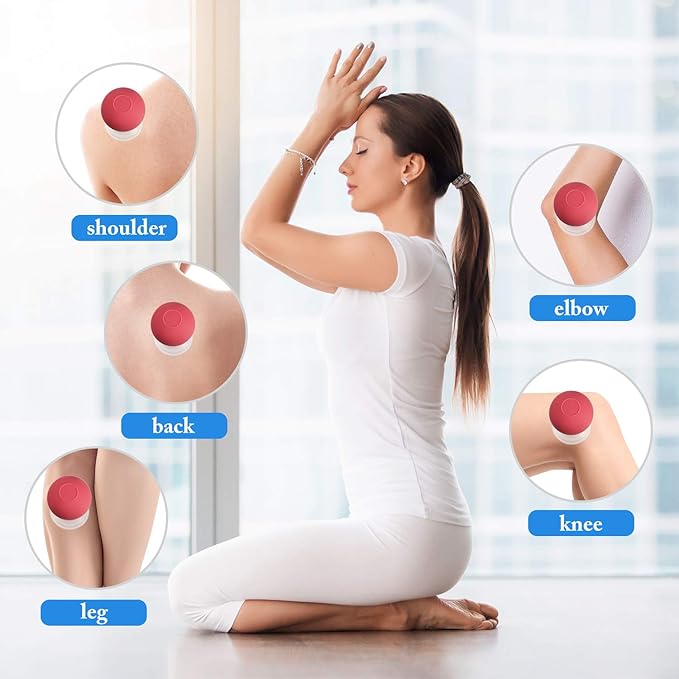 4 Pieces Glass Cupping Set Glass Silicone Cupping Cups Massage Vacuum Suction Cupping Cups for Body Face Leg Arm Back Shoulder Muscle and Joint Pain (Red)