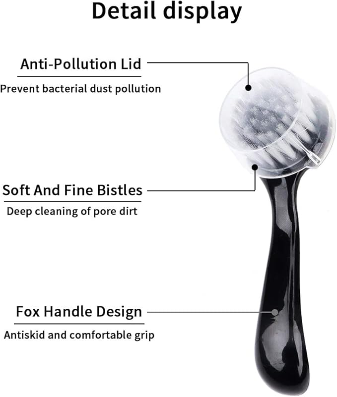 Facial Cleansing Brush 4 PCS, Facial Exfoliating Brush Face Wash Scrub Exfoliator Brush for Makeup Skincare Removal (Black)