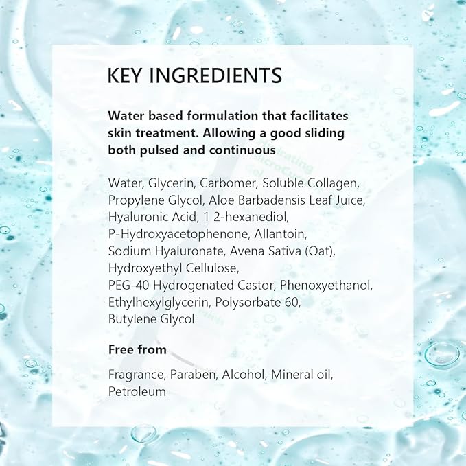 Hydrating Microcurrent Conductive Gel, Fragrance-Free, Paraben-Free, Gel Primer with Hyaluronic Acid, Non-irritating, Moisturizing Gel for RF, 300g Tube, Clear