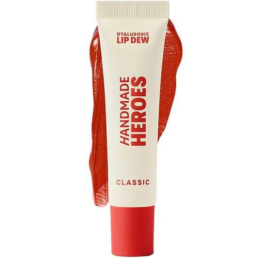 Handmade Heroes 100% Natural Vegan Tinted Lip Gloss with Hyaluronic Acid - Lightweight Moisturizing Soft Lipstick for Dry Lips - Classic (Red)