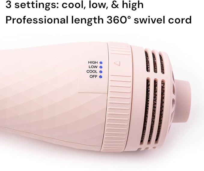 L'ANGE HAIR Le Volume 2-in-1 Titanium Blow Dryer Brush | Hot Air Brush for Hair Drying & Styling | Ionic Oval Barrel for Smooth, Frizz-Free Volume | (Blush – 75mm)