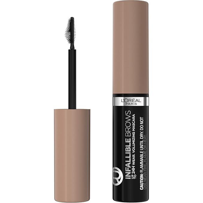 L'Oreal Paris Infallible Volumizing 24H Wear Brow Mascara, Long Lasting Eyebrow Makeup for 2X Fuller Eyebrows, 8.0 Light Blonde, 0.13 Fl Oz