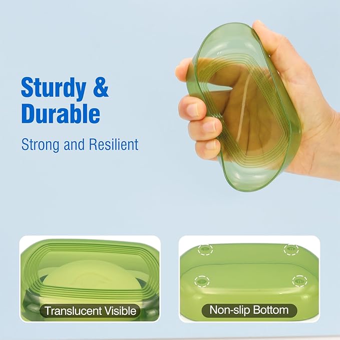 Soap Holder - Portable Travel Soap Case with Draining Layer - Perfect for Bathroom, Gym, Camping, Traveling (Green)