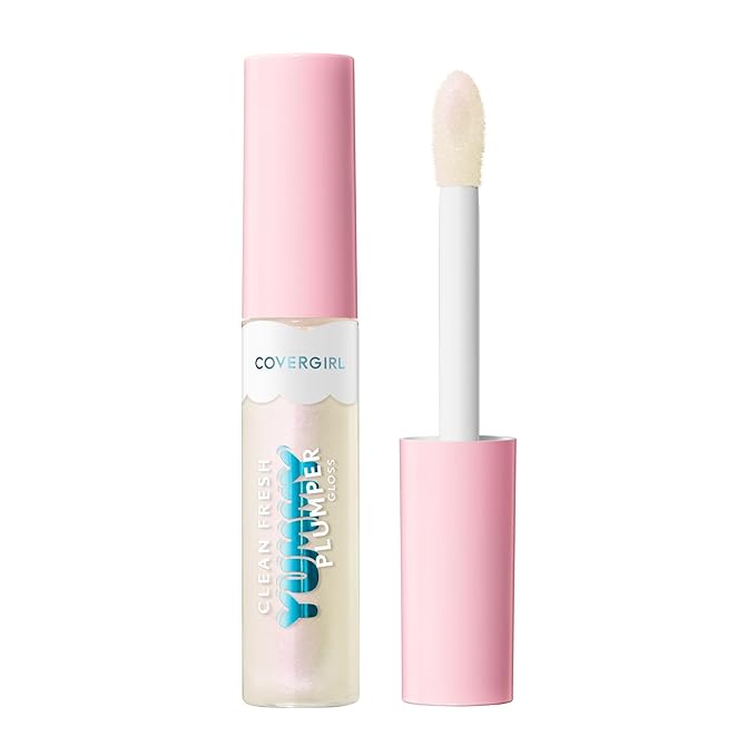 COVERGIRL Clean Fresh Yummy Plumper Lip Gloss, 780 Freeze The Day, Shiny, Vegan Formula, Easy to Apply, Minty Flavor, 0.33oz