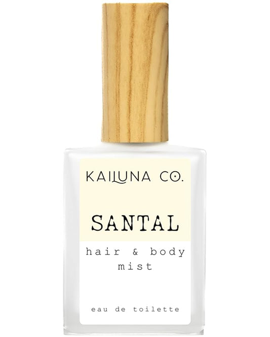 Santal Natural Hair & Body Mist Spray, Pure Essential and Fragrance Oils, Alcohol-Free, Handmade in California, 0.5Fl Oz