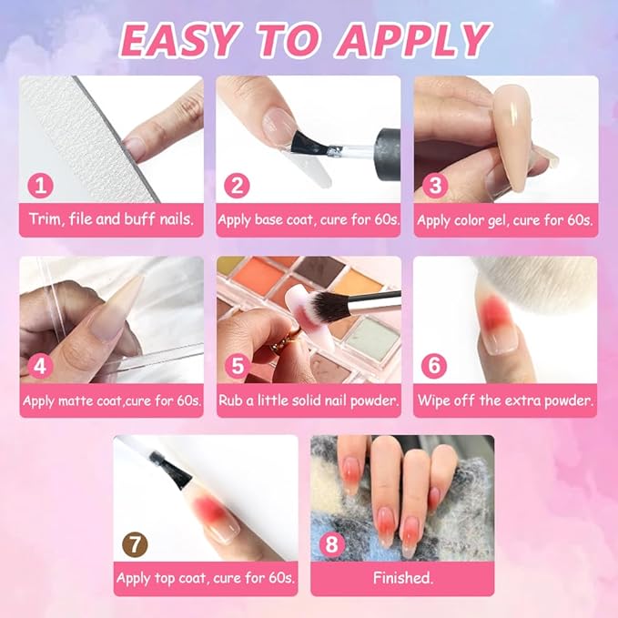 Neon Phosphor Nail Powder Set - 10 Colors, Fluorescent Glitter Gradient, Iridescent Rubbing Dust, Ombre Brush for DIY Nail Art