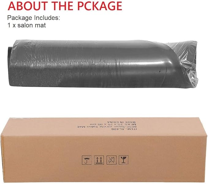 Kaleurrier Barber Chair Anti-Fatigue Floor Mat 5 ft. x 3 ft. with Semi-Circle Cut-Out for Barber Station Salon Shop Slip Resistant Waterproof 1 Inches Thick Saloon Foam Pad Black