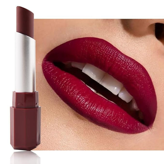 Bright Red Colored Matte Lipstick for Women - Lip Crayon & Face Paint Stick, Smooth Pigmented Everyday Wear, Younger-Looking Lip Gloss Makeup, Lápiz labial mate color vino para mujer 03