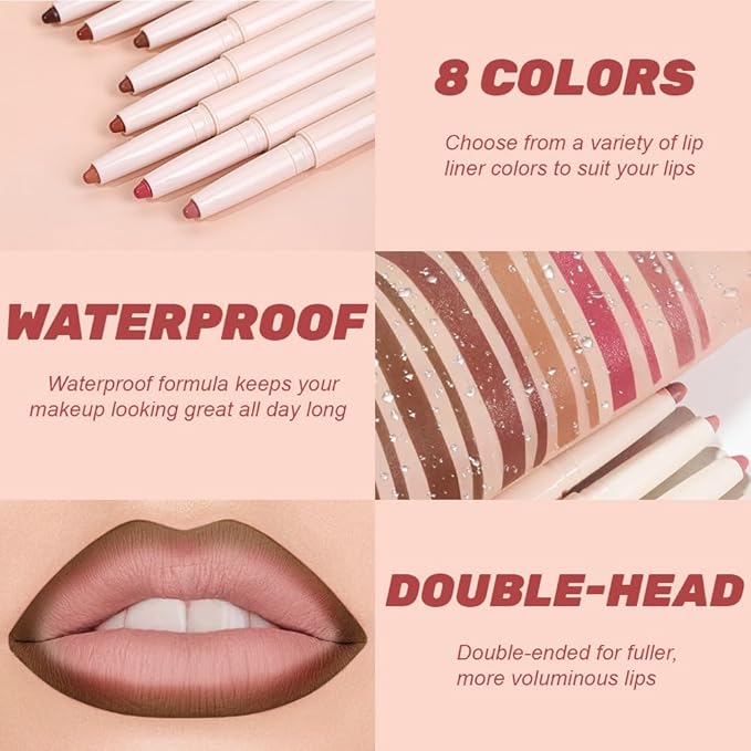 Plump Matte Crayon Lip Liner Pencil, Chocolate Lipstick Lip Liners for Women, 24 Hour Long-Lasting Lip Gloss Makeup, With Silicone Smudger for Define Contours & Sculpting Lip, 06