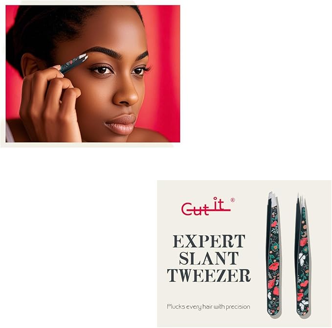 Tweezers - Pointed Slant Tweezer Set - Precision Tweezers for Women and Men Facial Hair, 420 Stainless Steel Pointed Slant Tweezers for Any Unwanted Hair; Ingrown Hair & Eyebrows, Includes Travel Case