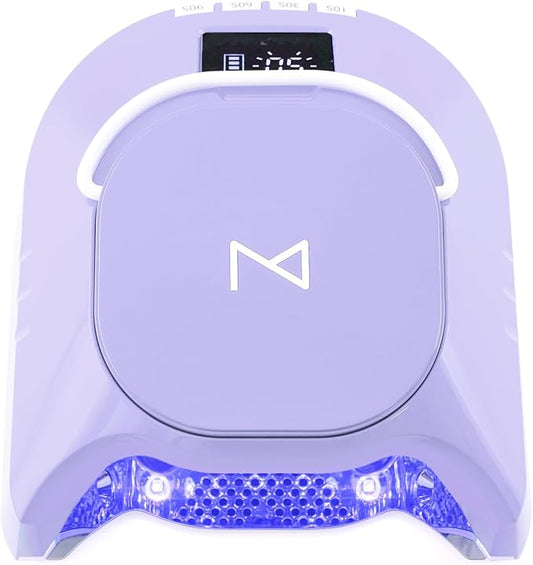 M - GlowPro Professional Hybrid 86W Wireless Rechargeable UV LED Nail Curing Lamp Cordless Nail Dryer for Gel Nails, Manicure, Pedicure (Purple)