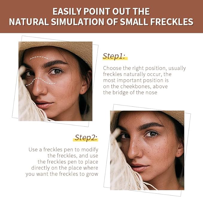 Freckle Pen, Waterproof Makeup Marker, Caramel Light Brown and Coffee Dark Brown, Long-Lasting Simulation Freckle Makeup (Light Brown)