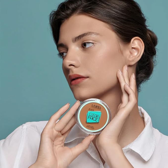 Lamel OhMy Clear Face Powder - Light Natural Coverage & Suet Control - Cruelty Free - Warm Beige N.407