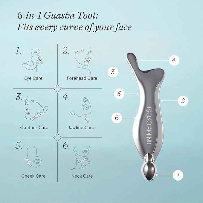 In My Eyes Gua Sha Tool for Face & Eye, Stainless Steel Gua Sha Facial Massager Tool for Reduce Puffiness, Ease Facial Tension & Promote Lymphatic Drainage