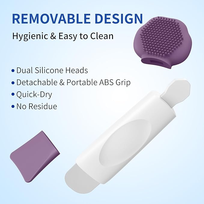 Silicone Face Scrubber, 3 in 1 Pore Brush Skin Scrubber Face Spatula with Face Mask Applicator Tool, Pore Cleaner, Blackhead Remover, Makeup Removal, Mud Mask, Body Lotion (Purple)