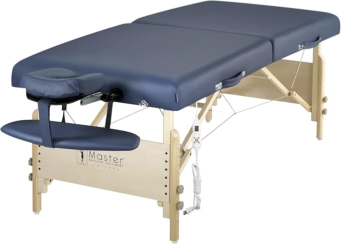 Master Massage Coronado Therma Top™ Portable Massage Table Heated with Warming Top and 3-Inch Foam Cushioning- Tattoo Bed, Lash Table- Royal Blue (30” x 84”)