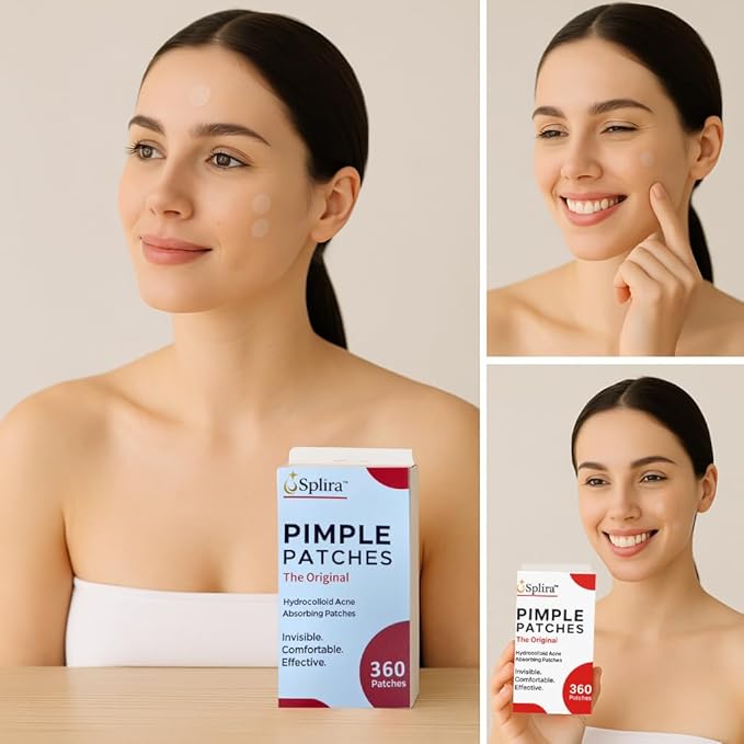 Splira™ Pimple Patches for Acne, Hydrocolloid Zit Stickers for Face, Invisible Blemish Spot Treatment, Overnight Acne Healing Hydrocolloid Patches, 360 Count