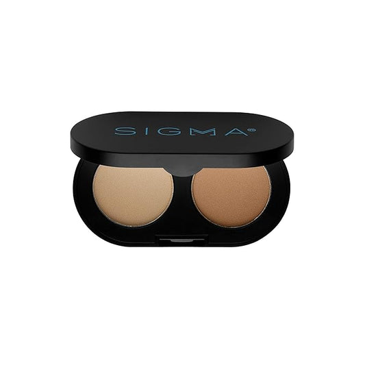 Sigma Beauty Color + Shape Brow Powder Duo - Eye Brow Palette for Natural, Defined Brows - Dark and Light Brow Powder to Tint and Highlight - Vegan, Paraban Free, Sulfate Free Brow Make Up - light