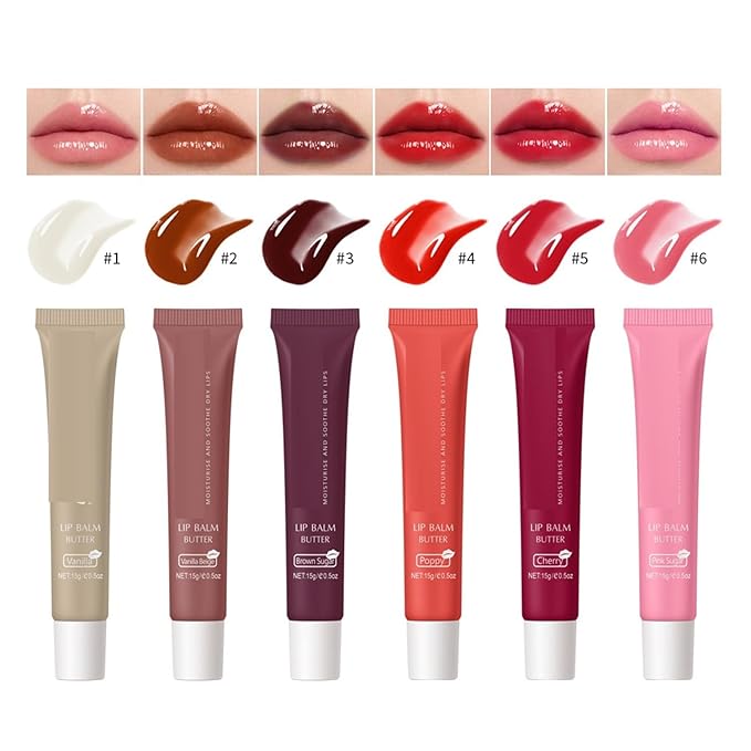 6 Color Hydrating Lip Butter Balm, Glossy