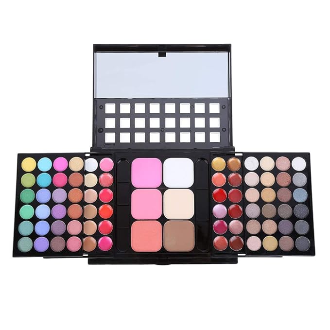 78 Color Makeup Palettes Kit, with 48 Pigmented Shiny Matte Eyeshadow Palette Colorful, 18 Lipstick, 6 Concealer, Blusher, Shading Powder, Dual Sides Sponge Applicators, Cosmetics Gift Set