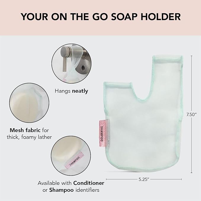 Kitsch Bar Soap Saver Bag - Soap Dish and Soap Holder for Shampoo Bar, Conditioner & Body Wash – Recycled Mesh Beauty Bar Soap Pouch, Eco-Friendly, Patented Bag - Mint