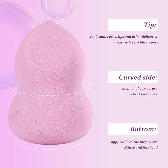 7-Pack Colorful Makeup Sponge Set - Latex-Free Makeup Sponges for Foundation & Concealer, Ultra Soft Blending Cosmetic Sponge with Gourd-Design, Quick-Dry & Save Liquid Foundation