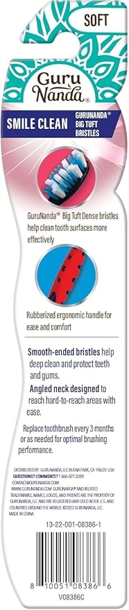 GuruNanda Smile Clean Toothbrush - Big Soft Bristles - Helps Clean Plaque, Whitens Teeth, and Aids in Fresh Breath – BPA-Free Brush for Adults & Kids - 1 Count (Pack of 5)