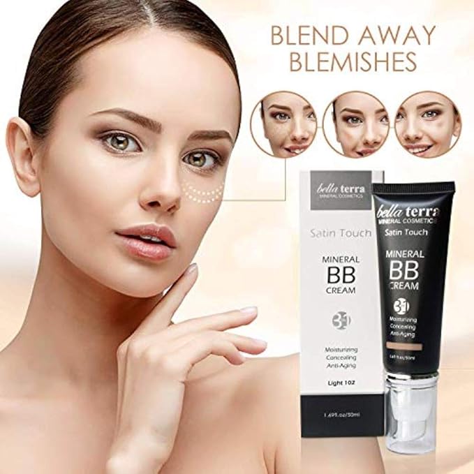 Bellaterra Cosmetics BB Cream – Tinted Moisturizer & Mineral Foundation Makeup, Light 102 – Lightweight, Oil-Free, Buildable Coverage, Matte Finish, Anti-Aging Concealer, Clean Beauty, 1.69 oz
