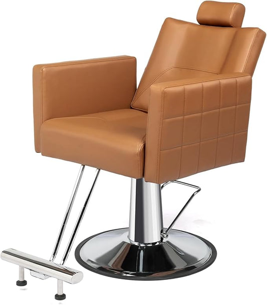 OmySalon Salon Chair for Hair Stylist, Reclining Barber Chair Hairdressing Styling Chair with Adjustable headrest, Beauty Shampoo Barbershop Furniture