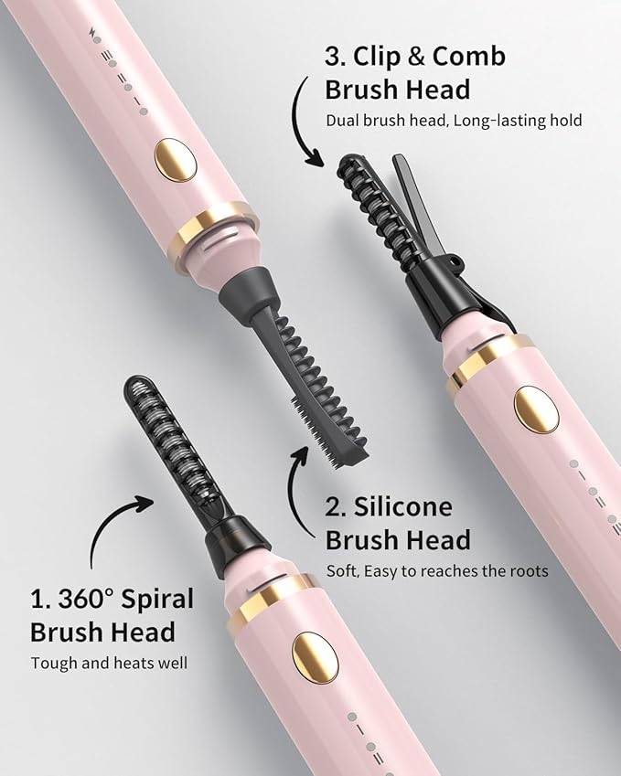 COPPA Electric Lash Curler, LP-1 Lipstick Type 3-in-1 Heated Eyelash Curler with 3 Brush Heads 3 Curling Modes and 3 Temp & 5s Quick Heat-up, Perfect for Beginners and Makeup Pros, Pink