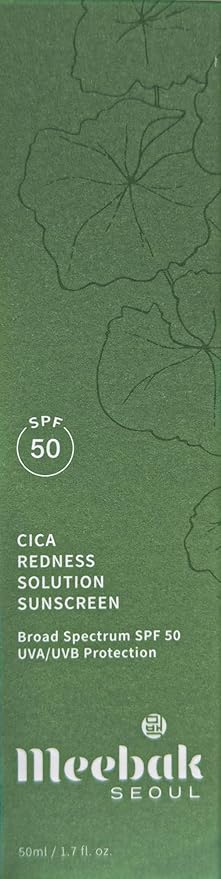 Meebak Cica Redness Correcting Sunscreen SPF 50 | Color-Correcting Moisturizer & Tone-Perfecting Primer with Niacinamide & Centella Asiatica | For Fair-to-Medium Skin Tones | Korean Skin Care