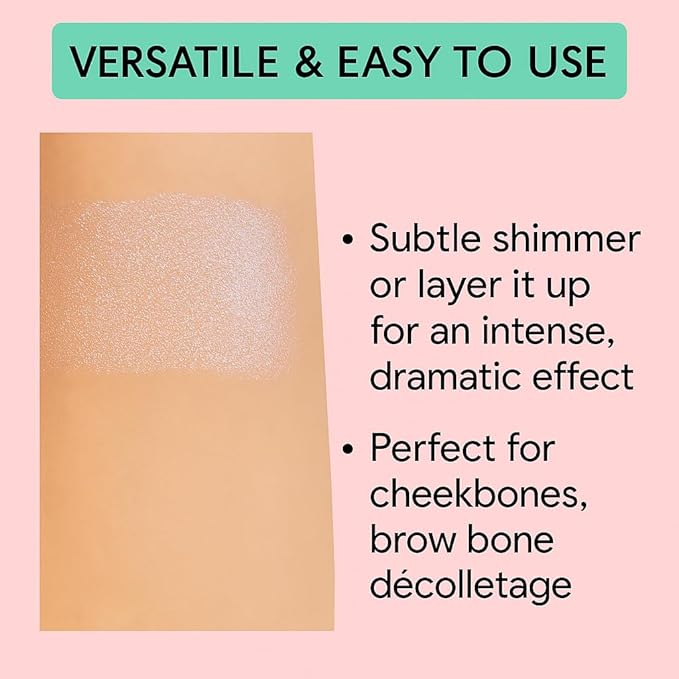 KimChi Chic Pearl Gone Wild Highlighter - Pressed Shimmer Powder for Face & Body, Iridescent Glow, with Mirror, Cruelty Free, Hope Blue Iridescent 0.32oz