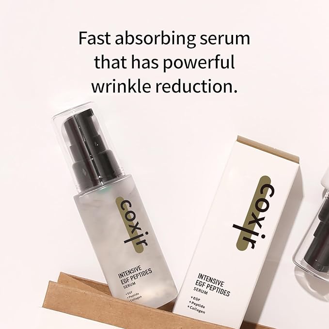 coxir INTENSIVE EGF PEPTIDES SERUM l EGF(Epidermal Growth Factor)-Firming, Smoothing & Hydration with Peptides and EGF–Fragrance-Free for Sensitive Skin l Korean Skincare (1.69 Fl Oz (Pack of 1)