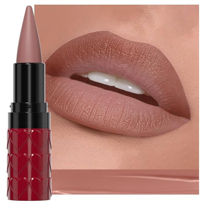 evpct Real Nude Gradient Matte Lipstick Lip Liner Combo Set for Older Women Long Lasting Waterproof, Nude Lips Stick Crayon Pencil Cream Lip Liner and Lipstick Combo Makeup, Flawless Ombre Effect