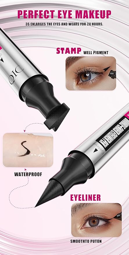 Patent Registered Eyeliner Stamp, Left & Right Winged Cat Eye Liner, Dual-sided Black Liquid Makeup Pen for Women