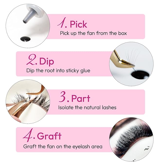 Eyesy Lash 500 Promade Fans - Volume Premade Lash Fans for Eyelash Extensions Pointy Base Handmade Loose Pre Made Eyelashes Middle Stem Soft and Lightweight (14D 0.03 C 15mm)