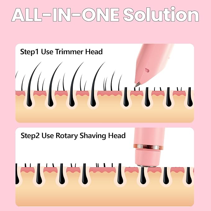 2025 Upgraded Dermave Bikini Shaver - 2 in 1 Bikini Trimmer for Women with LCD Display, Dual Head Cordless Electric Shaver, IPX7 Waterproof Wet/Dry Body Hair Trimmer for Face, Body & Intimate Areas