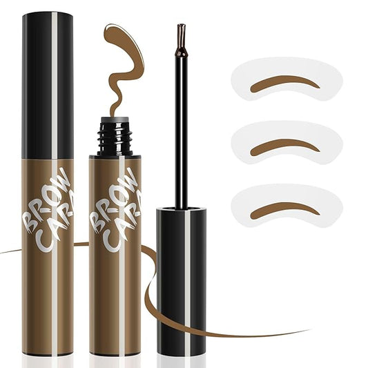 Brow Tattoo Peel Off - Eyebrow Gel with Eyebrow Stencils Long-Lasting Makeup, Brow Gel Eyebrow Tattoos Waterproof, Eye Brow Pencils Create Full Voluminous Brows for Women (Light Brown)