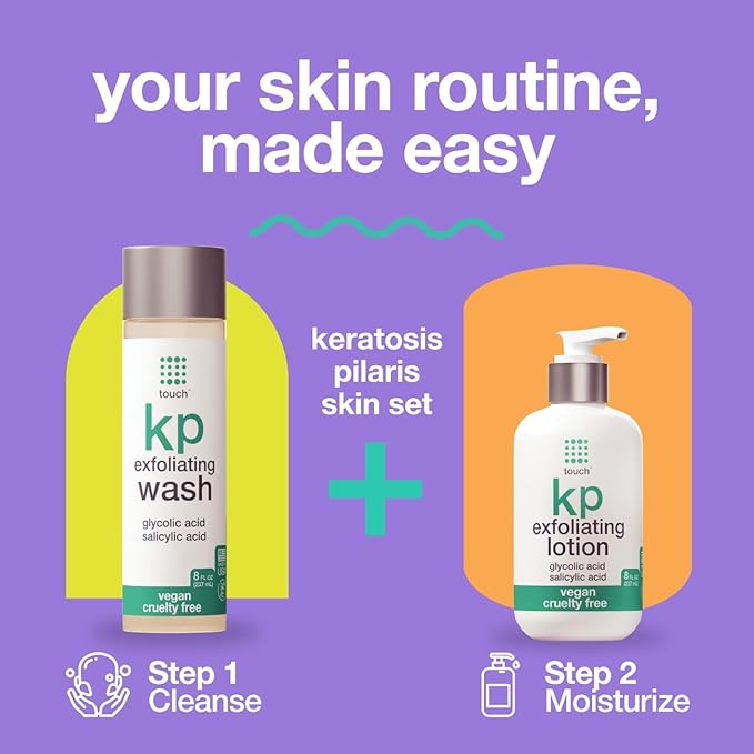 TOUCH Glycolic Acid Lotion for Keratosis Pilaris - KP Exfoliating Body Lotion Moisturizer - for AHA BHA Rough & Bumpy Skin- Gets Rid of Redness - 8 Fl Oz