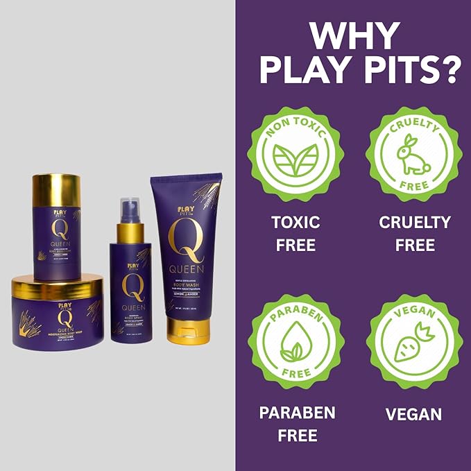 PLAY PITS - Queen Collection Gift Set - Natural Ingredients - Cruelty Free - Made in the USA - 4 Piece Set
