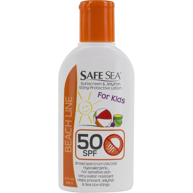 Safe Sea Anti-jellyfish Sting Protective Lotion- SPF50- Hypoallergenic Jellyfish & Sea Lice Prevention Sunscreen 3 pack (for Kids (SPF 50 Kids)